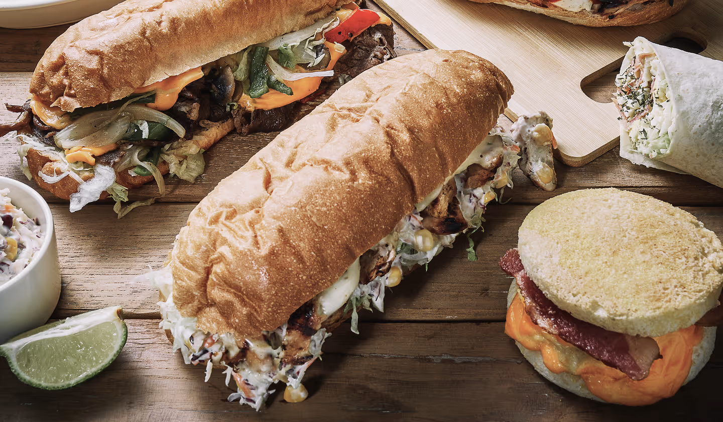background picture with two sandwiches and a bowl of soup
